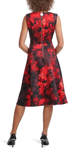 Calvin Klein Womens Fit Fit and Flare Red Multi 14 in Saudi Arabia