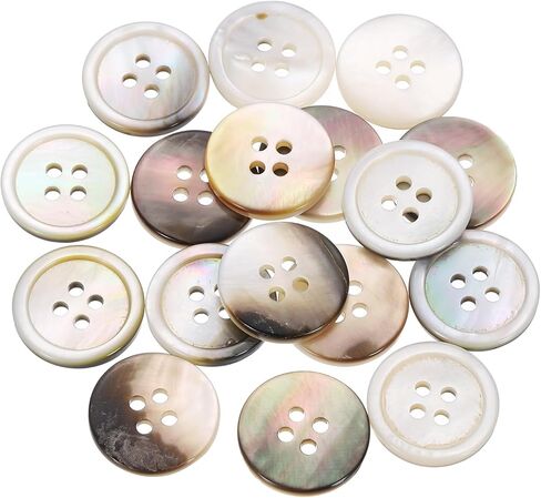 uxcell 25 Pcs Natural Shell Buttons, 4 Hole 12.5mm Mother of Pearl Buttons for Shirt Clothes Coats Suits Jacket Jeans Skirts Sewing Craft DIY Decoration, Black/Silver in Saudi Arabia