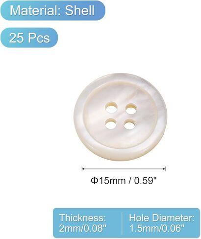 uxcell 25 Pcs Natural Shell Buttons, 4 Hole 12.5mm Mother of Pearl Buttons for Shirt Clothes Coats Suits Jacket Jeans Skirts Sewing Craft DIY Decoration, Black/Silver in Saudi Arabia