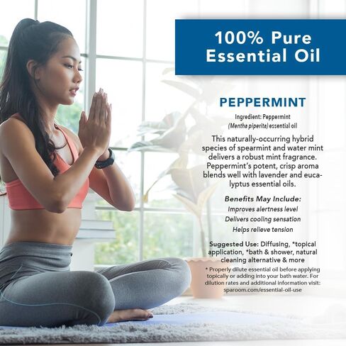 SpaRoom Aromatherapy 100% Pure Undiluted Essential Oil, Refresh Peppermint, 10 mL in Saudi Arabia