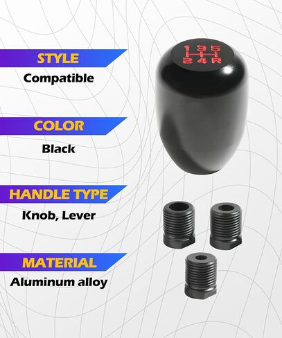 مقبض Shift ، ملحقات السيارات مقابض SHIFTER ، مقبض Shift Car Stick Car Malloy مع محول ، استبدال مقابض الترس اليدوي 5 السرعة ، مناسبة لمعظم السيارات اليدوية والشاحنات ، سيارات الدفع الرباعي ، RVS ، إلخ (أسود) in Saudi Arabia