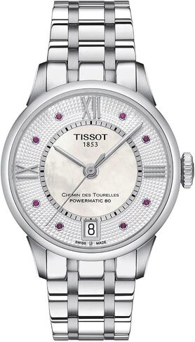 Tissot Womens Chemin des Tourelles 316L Stainless Steel case Swiss Automatic Watch, Grey, Stainless Steel, 16 (T0992071111300) in Saudi Arabia