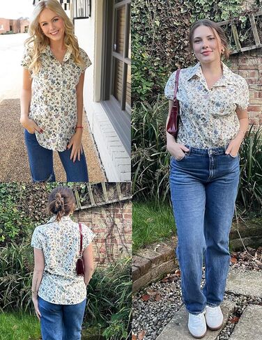 HOTOUCH Womens Linen Button Down Shirt Casual V Neck Cap Sleeve Blouses Summer Cotton Collared Tops S-3XL in Kuwait