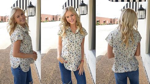 HOTOUCH Womens Linen Button Down Shirt Casual V Neck Cap Sleeve Blouses Summer Cotton Collared Tops S-3XL in Kuwait