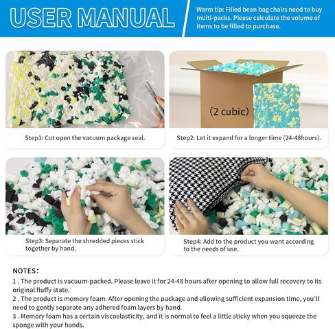 Bean Bag Filler, 10lbs Shredded Memory Foam Stuffing, Filling & Refill for Bean Bag Chairs, Couch Cushions, Punching Bags, Pillows, Sofas, Dog Beds, Multi Color & Shape in Kuwait