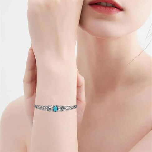 Sunflower Turquoise Bracelet 925 Sterling Silver Genuine Natural Turquoise Chunky Cuff Bangle Bracelet Vintage Native American Western Boho Style Jewelry Gift for Women in Kuwait