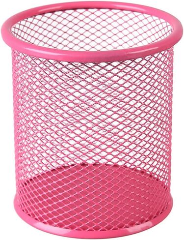 AKOAK 1 Count Desktop Pen Holder, Creative Grid Metal Pen Holder, Round Desktop Accessory and Workspace Organizer for Home, School and Office (Silver) in Saudi Arabia