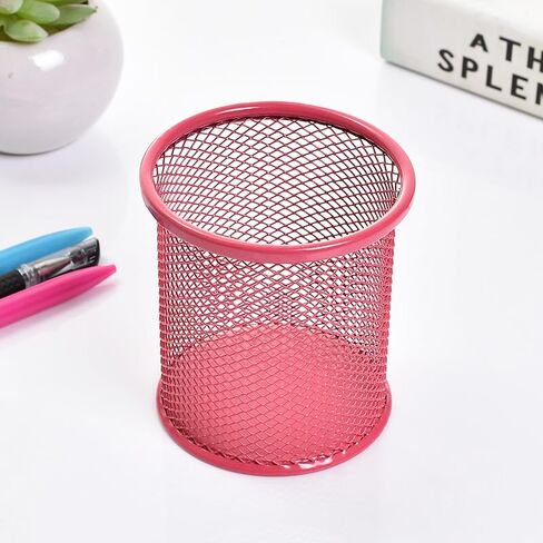 AKOAK 1 Count Desktop Pen Holder, Creative Grid Metal Pen Holder, Round Desktop Accessory and Workspace Organizer for Home, School and Office (Silver) in Saudi Arabia
