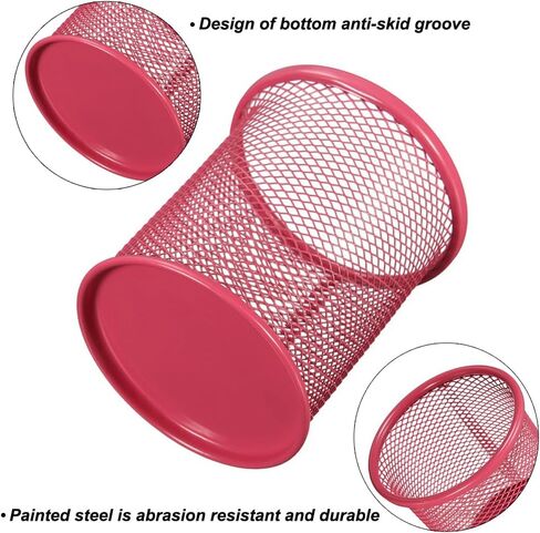AKOAK 1 Count Desktop Pen Holder, Creative Grid Metal Pen Holder, Round Desktop Accessory and Workspace Organizer for Home, School and Office (Silver) in Saudi Arabia