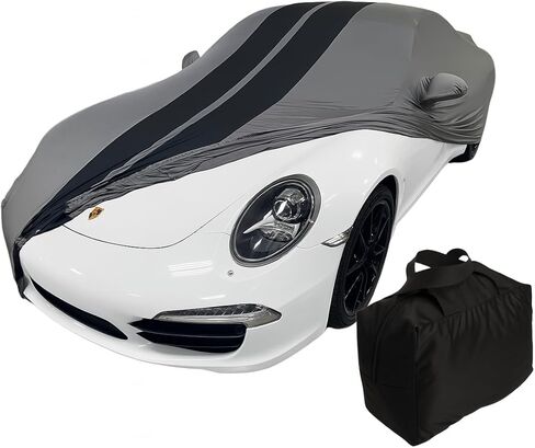 غطاء سيارة Porsche الداخلي - الساتان المطاطي Ultraguard متوافق مع 1999-2025 Porsche 911 Coupe Carrera Targa Turbo GTS، Cayman & Boxster - المقاس المخصص النهائي (خطوط سوداء/رمادية داكنة) in Kuwait