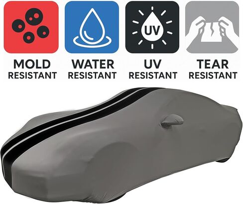 غطاء سيارة Porsche الداخلي - الساتان المطاطي Ultraguard متوافق مع 1999-2025 Porsche 911 Coupe Carrera Targa Turbo GTS، Cayman & Boxster - المقاس المخصص النهائي (خطوط سوداء/رمادية داكنة) in Kuwait