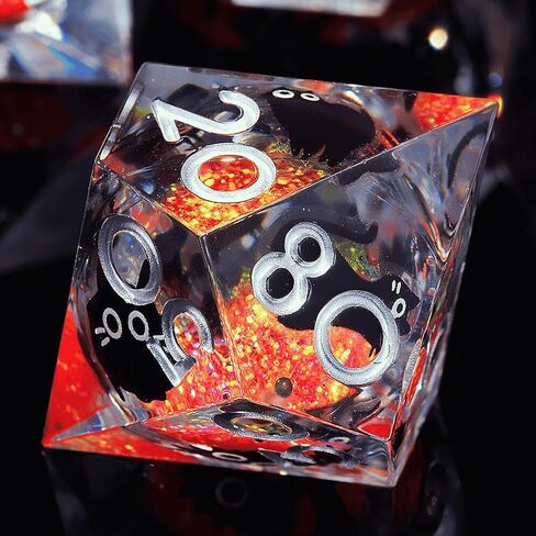Liquid Core Cat DND Dice Set 7Pcs with Box- Sharp Edge Cute Cat Style Resin Dungeons and Dragons Dice for D&D, Roleplaying Games, RPG, MTG, Table Games D20 D12 D10 D8 D6 D4(Green) in Kuwait