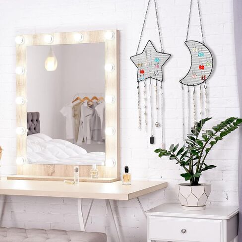 Jetec 2 Pcs Earring Wall Holder Wall Mounted Organizer Hanging Stand Decorative Diamond Grid Shape Jewelry Display Rack with Hanging Hooks for Earrings Necklace Bracelet(Black) in Saudi Arabia