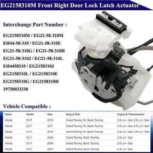 EG2158310M محرك قفل الباب الأمامي اليمنى لمحرك Mazda CX-7 2.3L-L4 2.5L-L4 2007 2008 2008 2010 2011 2012 EG21-58-310M in Saudi Arabia