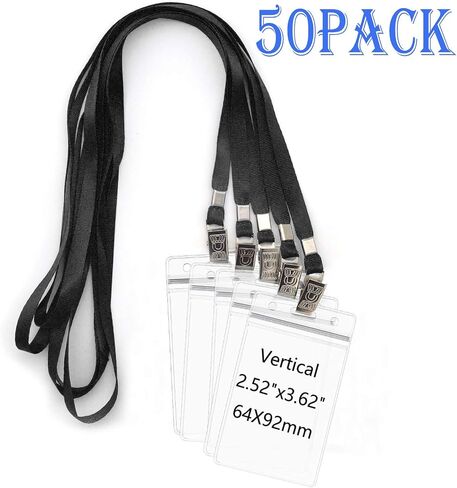 حبل الحبل مع حامل بطاقة هوية الشارة العمودي ، 50 PCS مقاوم للماء ومقاوم الغبار حاملي شارة 50 PCS Lanyard Bulldog Clips للرجال/النساء العلامات اسم معرف المكتب (الأخضر) in Kuwait