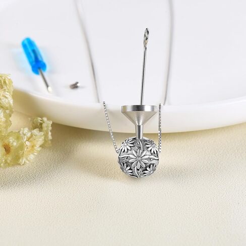 URONE Sunflower Urn Necklace for Ashes Sterling Silver Flower Pendant Charm Memorial Gifts Keepsake Memory Cremation Jewelry for Women in Kuwait