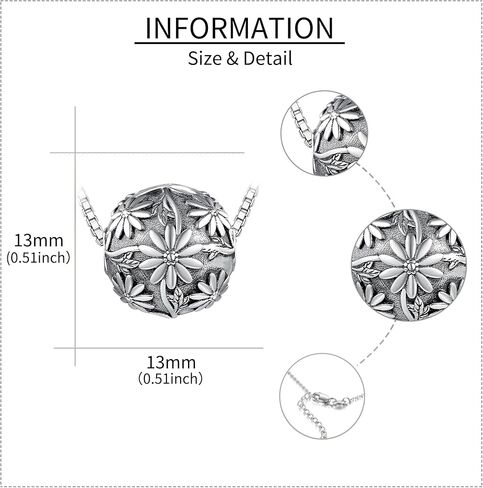URONE Sunflower Urn Necklace for Ashes Sterling Silver Flower Pendant Charm Memorial Gifts Keepsake Memory Cremation Jewelry for Women in Kuwait