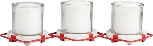 Deco 79 Metal Buoy Distressed 3 Linked Candle Holder with White Wood Accents, 19" x 7" x 5", Blue in Saudi Arabia