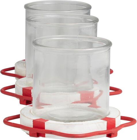 Deco 79 Metal Buoy Distressed 3 Linked Candle Holder with White Wood Accents, 19" x 7" x 5", Blue in Saudi Arabia