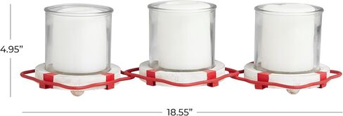 Deco 79 Metal Buoy Distressed 3 Linked Candle Holder with White Wood Accents, 19" x 7" x 5", Blue in Saudi Arabia