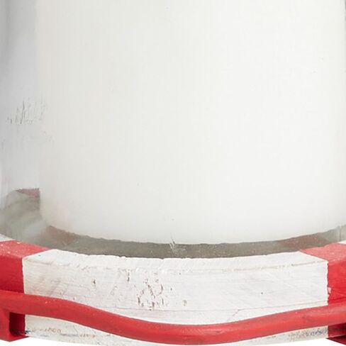 Deco 79 Metal Buoy Distressed 3 Linked Candle Holder with White Wood Accents, 19" x 7" x 5", Blue in Saudi Arabia