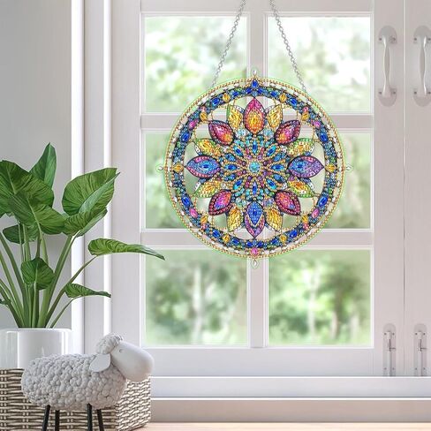 SKRYUIE Hanging Diamond Art Kits for Adults Pendant Flower, Special Shaped Crystal DIY Diamond Painting Kit, Acrylic Board Wreath Pendants Double Sided, Home Decor 7.33 x 7.09 Inch in Saudi Arabia