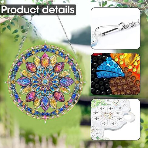 SKRYUIE Hanging Diamond Art Kits for Adults Pendant Flower, Special Shaped Crystal DIY Diamond Painting Kit, Acrylic Board Wreath Pendants Double Sided, Home Decor 7.33 x 7.09 Inch in Saudi Arabia