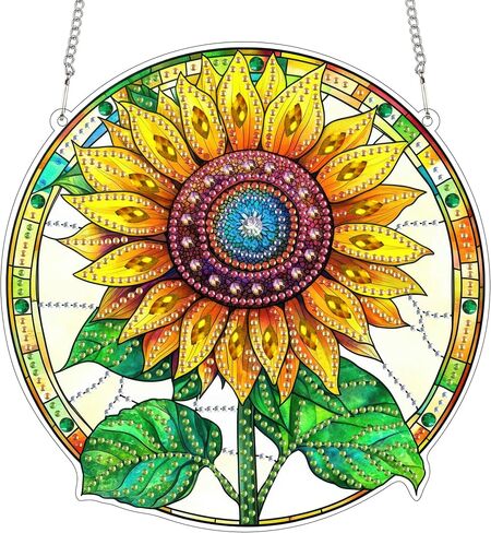 SKRYUIE Hanging Diamond Art Kits for Adults Pendant Flower, Special Shaped Crystal DIY Diamond Painting Kit, Acrylic Board Wreath Pendants Double Sided, Home Decor 7.33 x 7.09 Inch in Saudi Arabia