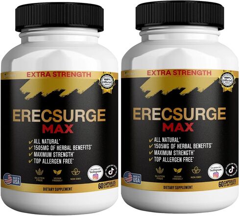Erecsurge Max Extra Strength Herbal Supplement, 1505mg, All Natural, 60 Capsules, 30 Day Supply (2) in Saudi Arabia