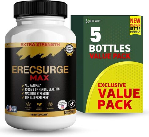 Erecsurge Max Extra Strength Herbal Supplement, 1505mg, All Natural, 60 Capsules, 30 Day Supply (2) in Saudi Arabia