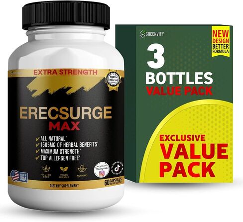 Erecsurge Max Extra Strength Herbal Supplement, 1505mg, All Natural, 60 Capsules, 30 Day Supply (2) in Saudi Arabia