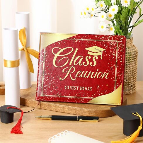 Patelai Class Reunion Guest Book with Pen Gensing Themkeaking Decorations College High School Scip and Write ، 112 Pages (Black ، Class Reunion) in Saudi Arabia