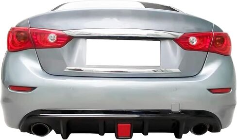 FREEMOTOR802 Compatible with 2014-2017 Infiniti Q50 Rear Diffuser, Carbon Fiber Print PP Rear Bumper Molding Lip Chin Lower Valance Diffuser Fin Splitter with LED Brake Light in Saudi Arabia