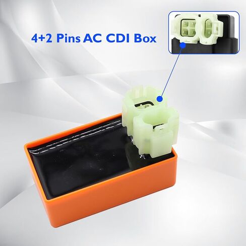 GY6 Racing Ignition Coil 4+2 Pin AC CDI Box Spark Plug Compatible with Honda XR CRF CRF50 XR50 XR70 XR80 XR100 for GY6 50cc - 90cc, 110cc, 125cc, 150cc 4-stroke Engines ATV, Quad, Scooter, Go Kart in Saudi Arabia