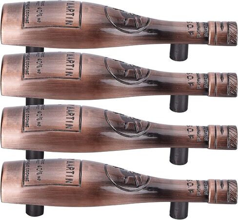 Fydun Wine Bottle Shape Handle, 4 Sets One Sells Classical Retro Antique Copper Wine Shaped Night Light Drawer Handles Pulls Bottle Handle Cabinet Door Drawer European Green Ancient in Saudi Arabia