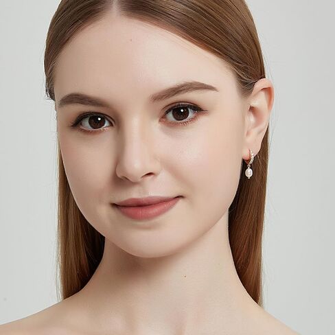 Silver Star Dangle Drop Earrings for Women, White Gold Plated Round Ball Leverback Earrings Hypoallergenic Fashion Jewelry Gift in Saudi Arabia