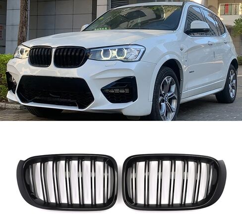 Front Kidney Grill Compatible with BMW 5 Series E39 525i 530i M5 1999-2003 Gloss Black Double Line Bumper Grille in Saudi Arabia