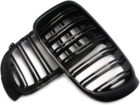 Front Kidney Grill Compatible with BMW 5 Series E39 525i 530i M5 1999-2003 Gloss Black Double Line Bumper Grille in Saudi Arabia