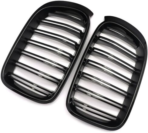 Front Kidney Grill Compatible with BMW 5 Series E39 525i 530i M5 1999-2003 Gloss Black Double Line Bumper Grille in Saudi Arabia