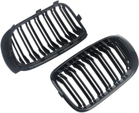 Front Kidney Grill Compatible with BMW 5 Series E39 525i 530i M5 1999-2003 Gloss Black Double Line Bumper Grille in Saudi Arabia