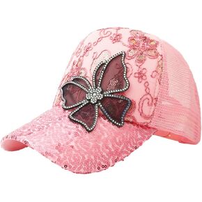 Women Bling Baseball Cap Rhinestone Sequin Sun Visor Hat Summer Mesh Diamond Butterfly Lace Small Floral Cap in Kuwait