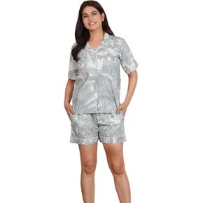 COTSILER Women's Notch Collar Print Classic Comfy Button Down Soft Short Sleeves Sleepwear Cotton Pajama Night Set in Saudi Arabia