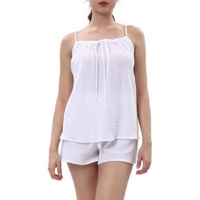 Amazhiyu Women's Cotton Gauze Summer 2 Piece Outfits Casual Lounge Pajama Set in Kuwait