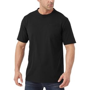 Idtswch Mens Tall Heavyweight T-Shirt Short Sleeve Shirt Chest Pocket & Reinforced Ribbed Collar Work Basic Tee in Kuwait