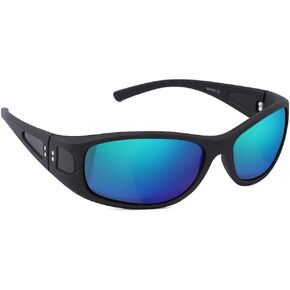 Unisex Fit Over Wrap Sunglasses Polarized Lens Wear Over Eyeglasses UV400 Protection Shades for Men and Women Outdoor Activities Driving, Fishing - Matt Black/Green REVO (Pack in Case) in Saudi Arabia