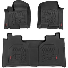 Rough Country Sure-Fit Floor Mats for Chevy Silverado & GMC Sierra 1500/2500HD/3500HD (2019-2025) Crew Cab with Bucket Seats, Front & Rear Set in Kuwait