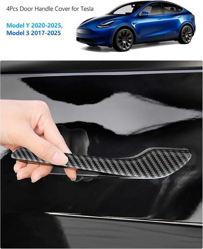 Tesla Door Handle Cover Model Y Model 3 2020-2025 POOT HANDETROTER MODERY Y MODEL 3 Accessories Tesla Door Handle Handle Handle Decoration Matte Carbon Livour Mature 4pcs in Kuwait