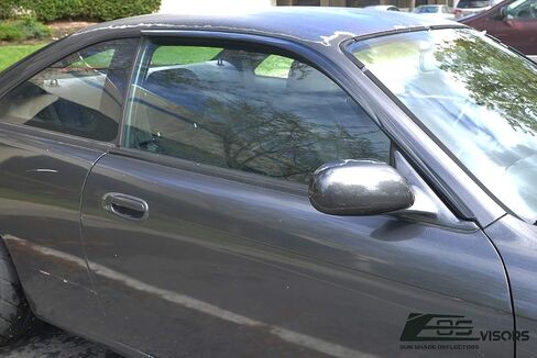 for 1995-1998 240SX S14 | EOS Tape-On Smoke Tinted Side Vent Window Deflectors Rain Guards in Saudi Arabia