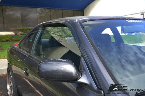 for 1995-1998 240SX S14 | EOS Tape-On Smoke Tinted Side Vent Window Deflectors Rain Guards in Saudi Arabia