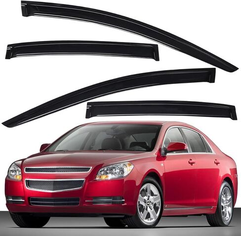 Lightronic Extra Durable Outside-Mount Auto Vent Window Visor, Fits 2008-2012 Chevrolet Malibu (LT/LTZ/Hybrid/LS/Classic LT/Classic LS), UV Protection Rain Guard, Smoke Original Wind Deflector, 4Pcs in Kuwait